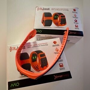 Two Orangetheory Orange Heart Rate Wristbands with complete packaging. Like new.